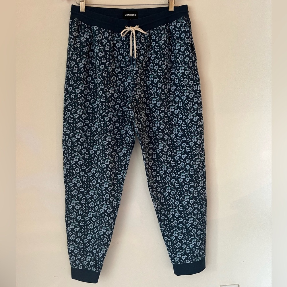 Bonobos Men’s size L Navy Blue Floral Jogger Pants